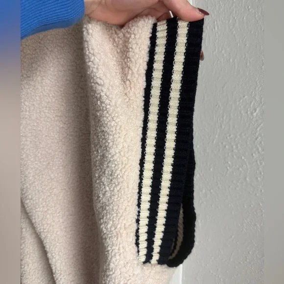 FREE PEOPLE Pep Rally Teddy Poncho Jacket Oversized Fur Sherpa Sleeveless Cream - Picture 9 of 9